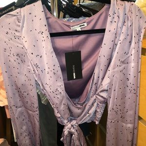 Purple tie front crop top